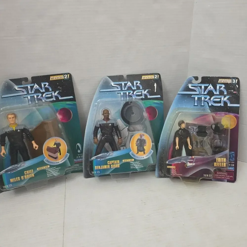 Lot Of 3 Star Trek DS9 Warp Factor Figures Cap Benjamin Sisko, Chief O'Brien
